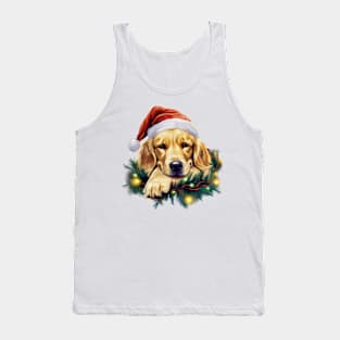 Lazy Golden Retriever Dog at Christmas Tank Top